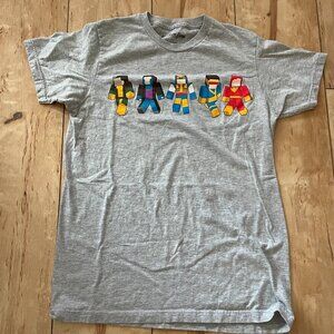 Marvel X-Men Lego Figures Gray Graphic tee Shirt Men’s Size Medium